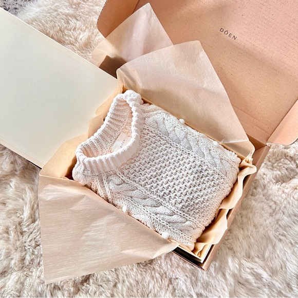 💋SOLD💋 🕊️🤍DÔEN ‘Anchor’ Hand Knit Organic Cotton Pullover Sweater Ivory S✨💋 - Picture 4 of 16